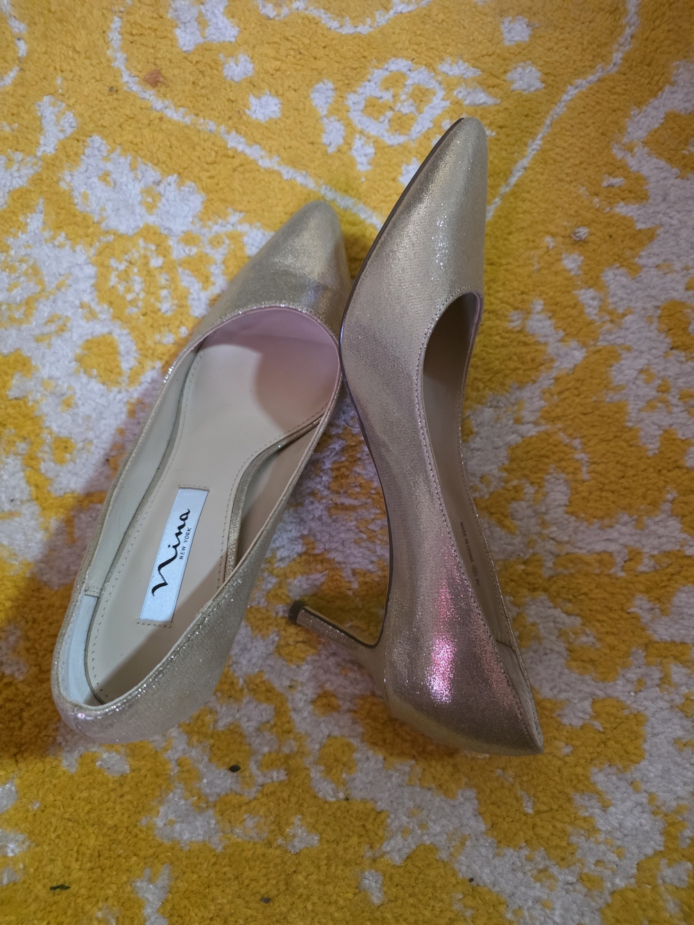 Nina Women's Metallic Champagne Pointed-Toe Pumps